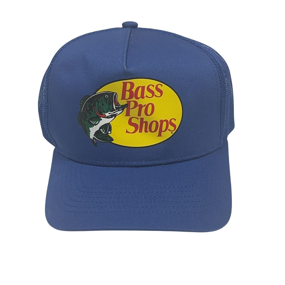 Bass Pro Shops Logo Trucker Hat Mens Blue Mesh Snapback One Size Gone Fishing